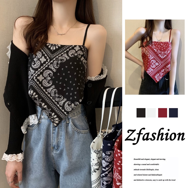 Áo Hai Dây Dáng Ngắn In Họa Tiết Thổ Cẩm Thời Trang Mùa Hè Quyến Rũ Cho Nữ