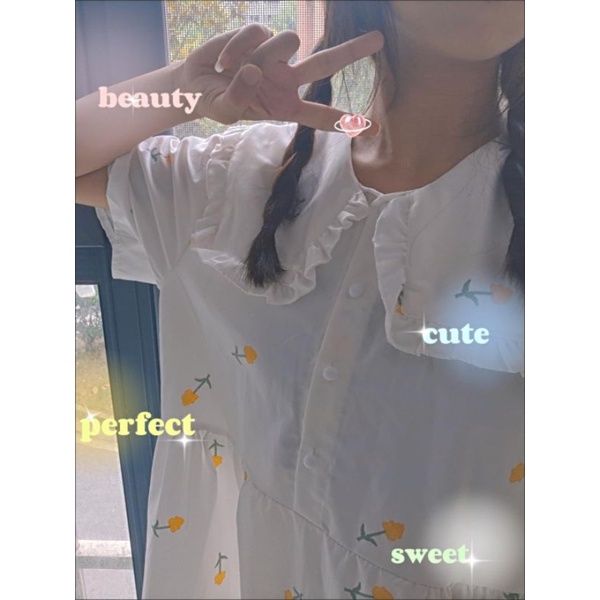 Đần hoa nhí babydoll 2 màu đen và trắng 100% ảnh thật