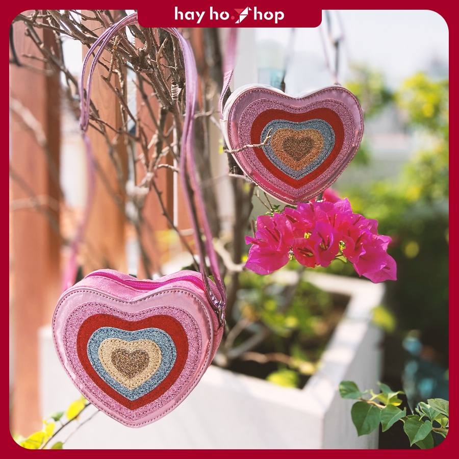 Túi đeo chéo bé gái mẫu giáo hình trái tim siêu xin cute phong cách Hàn Quốc