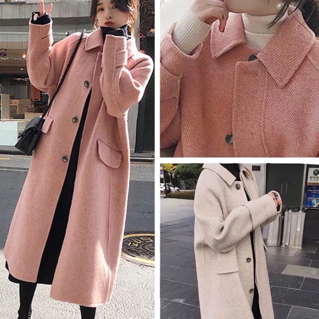 Áo dạ dáng dài Hàn Quốc. Note size và màu giúp shop