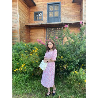 VÁY HOA LỤA HÀN VINTAGE HÀN QUỐC