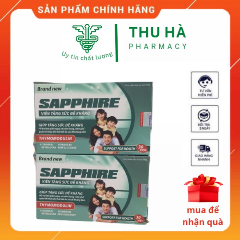Viên tăng cường đề kháng SAPPHIRE - Thymomodulin và Betaglucan hộp 30viên