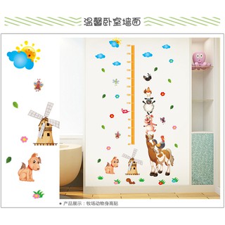 Decal dán tường đo chiều cao chó mèo lợn gà