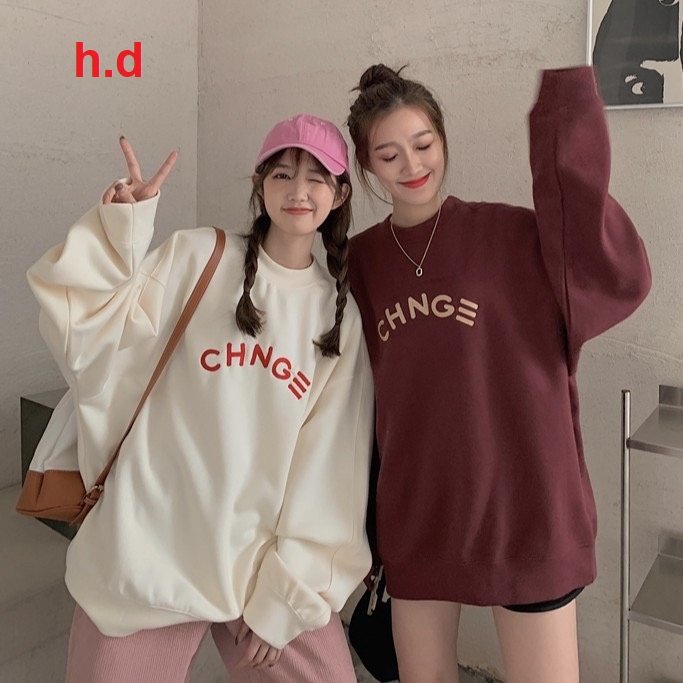 Áo nỉ tay bồng CHNGE nữ - Rere.Store [FREESHIP] - Sweater dài tay form rộng dáng thụng, thiết kế đơn giản M5-3