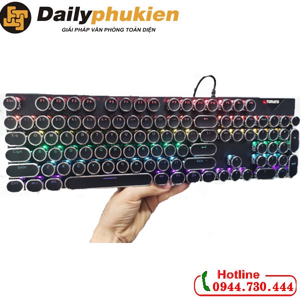 Bàn phím cơ keycap tròn xuyên led 4 màu lựa chọn , bàn phím nút tròn