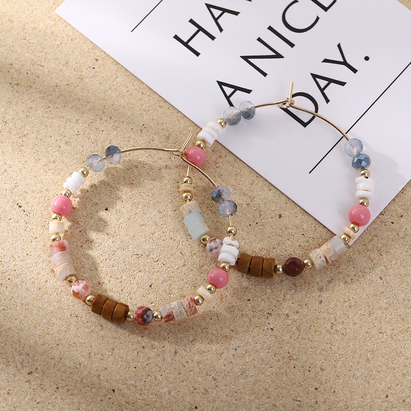 Khuyên tai Pinkdudu PD663 dạng vòng đính hạt ngọc trai kim loại đồng dễ thương thời trang dành cho nữ