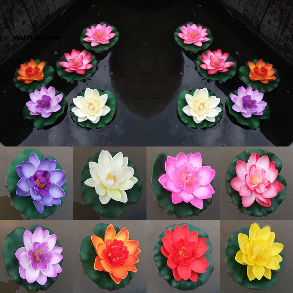 SUT♕Artificial Water Lily Floating Flower Lotus Home Yard Pond Fish Tank Decor