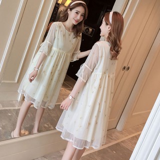 Đầm bầu kết hợp khóa mở ngực sau sinh