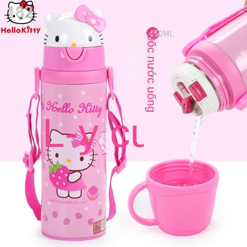 Cô gái cốc cách nhiệt Hello Kitty dành cho trẻ em Dung tích lớn Thép không gỉ 316 với ống hút Bình đựng nước