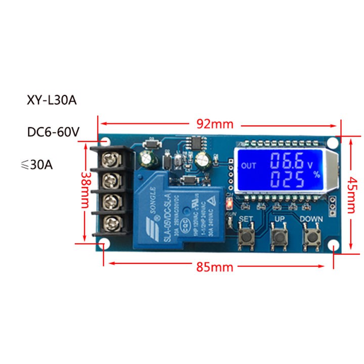 Mạch sạc acquy 12V bảo vệ  quá tải 0-60VDC 30A