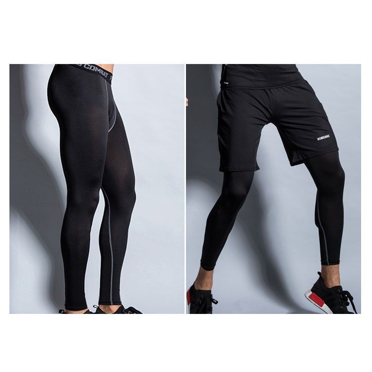 QUẦN GIỮ NHIỆT, QUẦN LEGGING TẬP GYM,ĐÁ BÓNG CHƠI THỂ THAO NAM DÁNG DÀI MÀU ĐEN