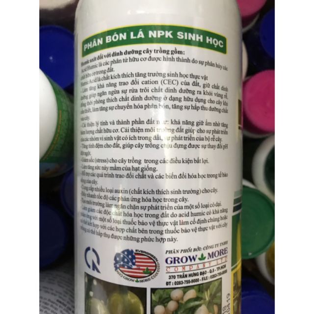 Thuốc chống rụng bông,tăng đậu trái GROWMORE HUMIC ACID 322 PHÂN BÓN LÁ HỮU CƠ DÀNH CHO CÂY TRỒNG