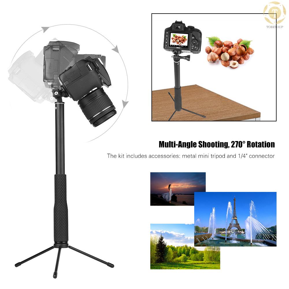 ∗LDX-808 Suit Aluminum Alloy Selfie Stick Kit 36cm-110cm 4-Section Extendible Handheld Selfie Stick with Remote Controller Clip for GoPro + Phone Holder + Phone Remote Controller & Remote Controller Clip + 1/4" Connector for GoPro Hero 6 5 4 3 3+ for Xiao