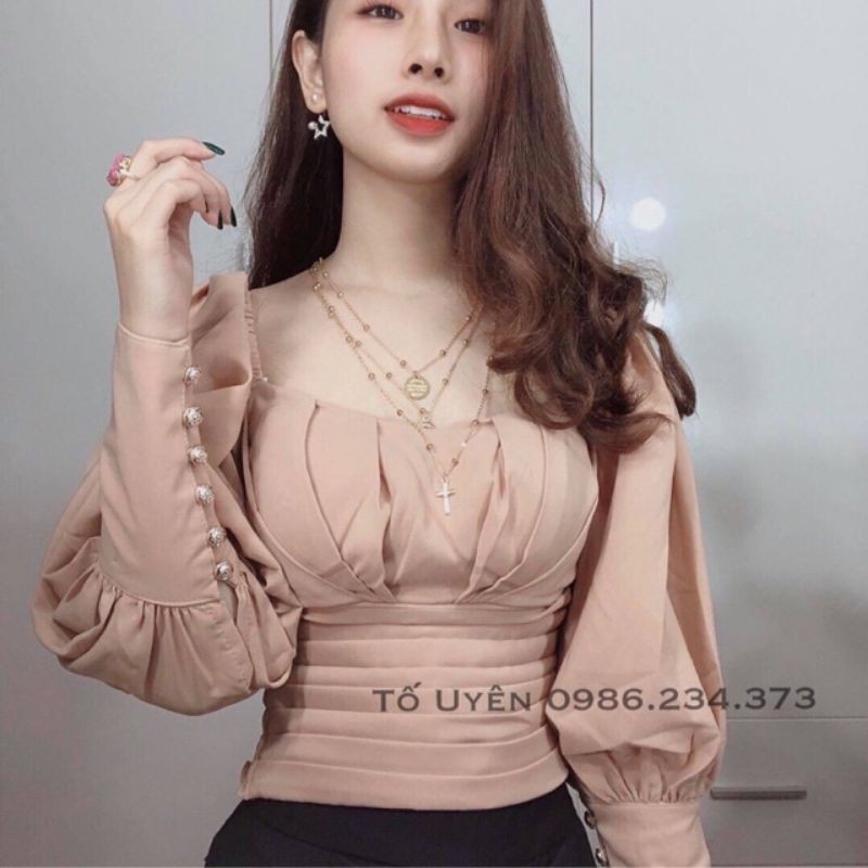 [ MÃ 197 ] ÁO CÚP NGỰC TAY PHỒNG ( ẢNH SHOP CHỤP )