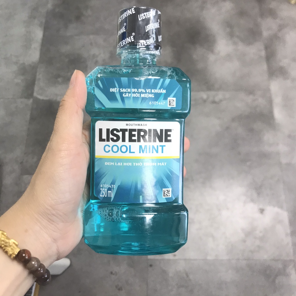 Nước súc miệng Listerine Cool Mint 750ml - nước xúc miệng Listerine màu xanh ngọc 250ml