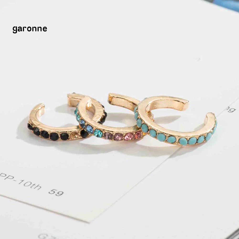 GA_1Pc Women Rhinestone Inlaid U Shape Ear Clip Earring Non Piercing Jewelry Gift