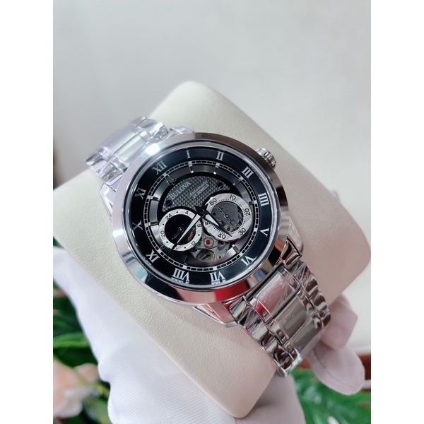 ĐỒNG HỒ NAM BULOVA MÁY CƠ 96A118 , DÂY THÉP KHÔNG GỈ , SIZE 42MM