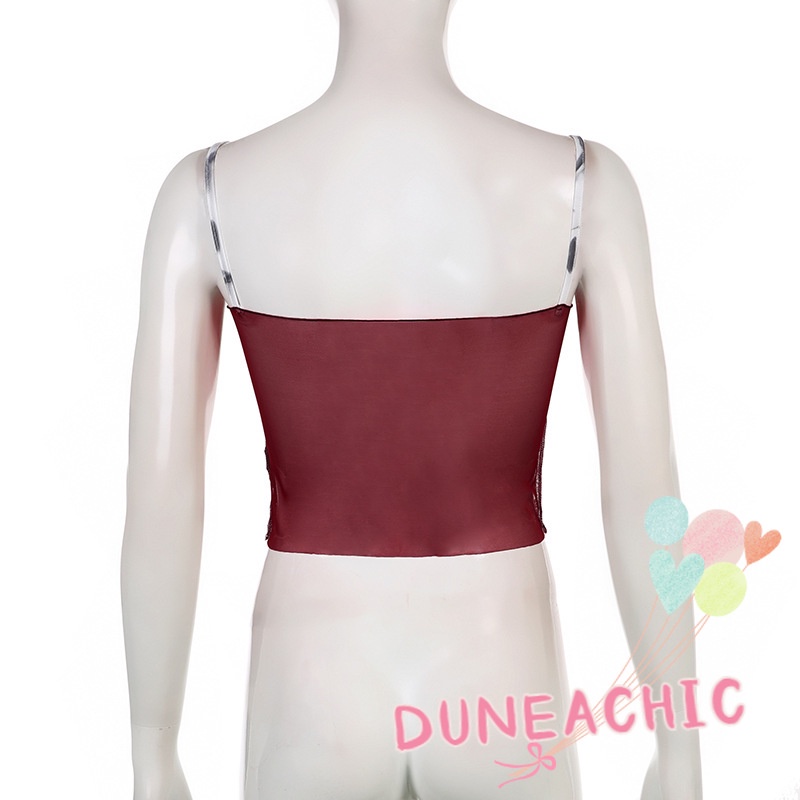 DUNEA Áo Hai Dây In Họa Tiết Khoét Lỗ Thời Trang Cho Nữ Y0728