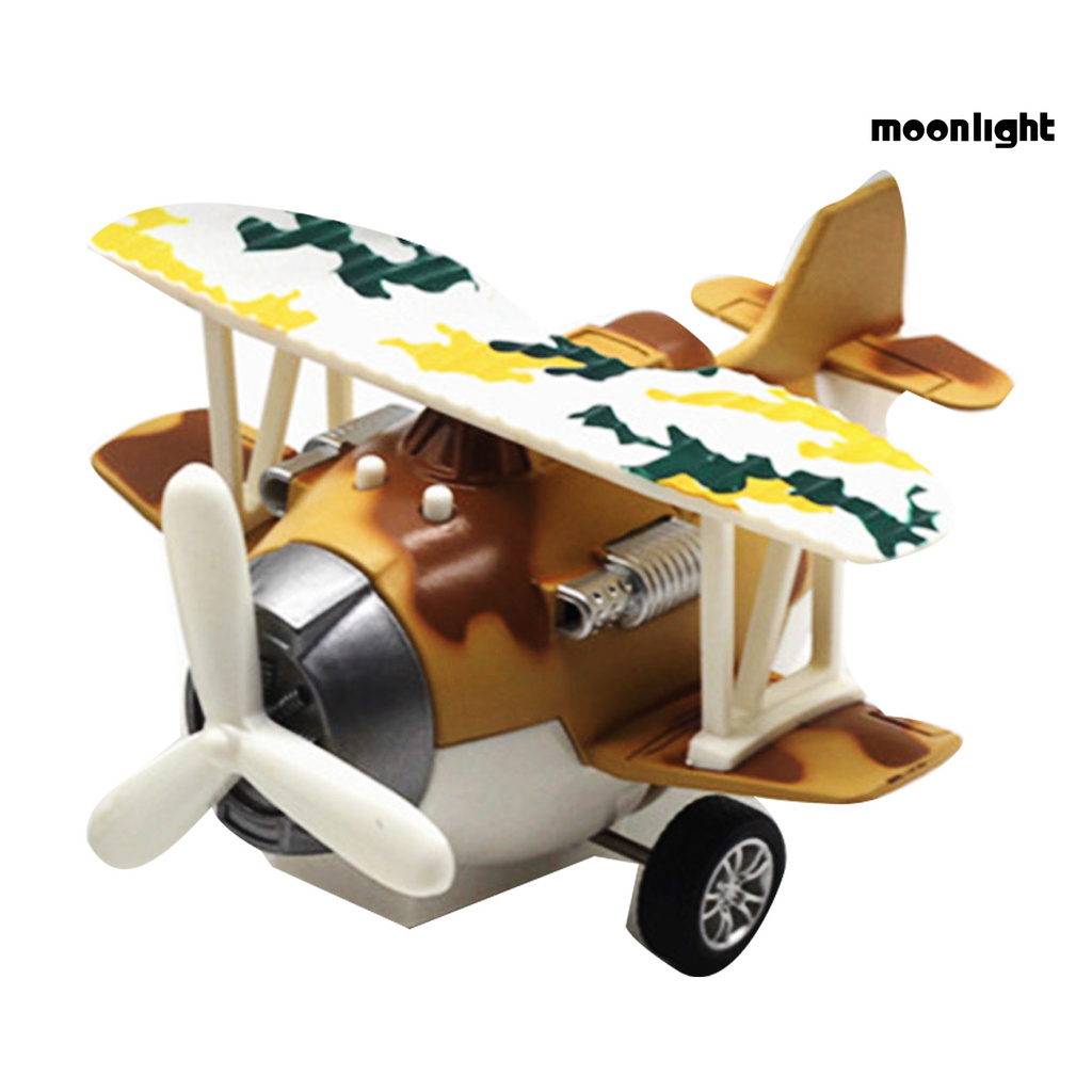 ML-MO LED Light Cartoon Double Wing Pullback Glider Airplane Model Kids Toy with Sound