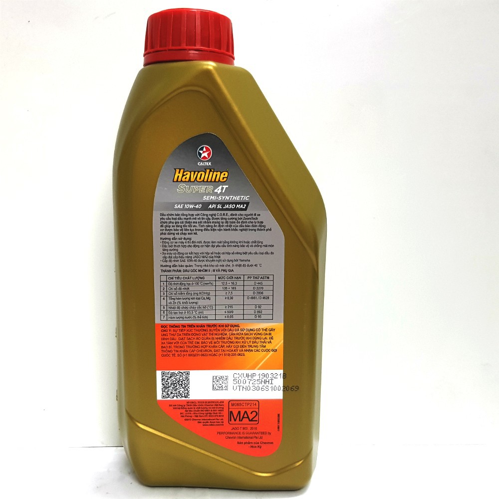 Nhớt Xe Số Caltex SEMI Havoline 10W40 - Dầu 4T Bán Tổng Hợp Máy, Côn Tay, Exciter, Winner, Raider, Wave