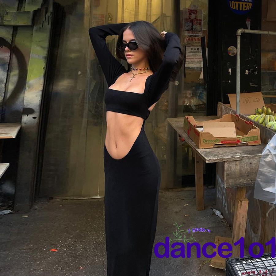 Đầm Ôm Dài Tay Cổ Vuông Quyến Rũ Dành Cho Nữ Khiêu Vũ1O1-