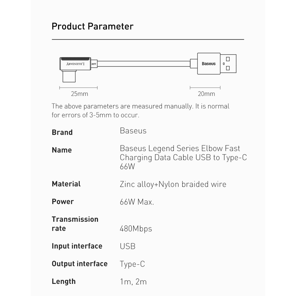 Dây sạc type-C Baseus 66W tốc độ nhanh 6A USB cho điện thoại Android Xiaomi Samsung