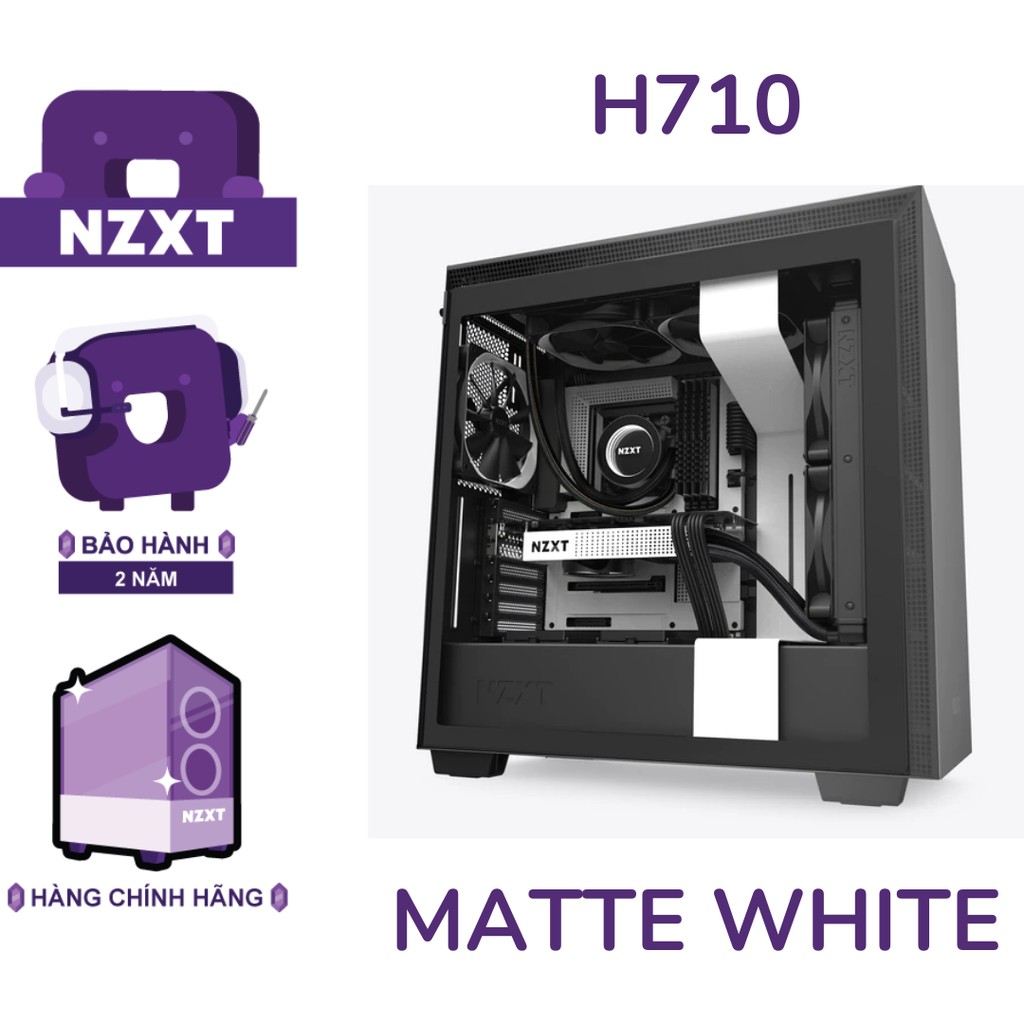 Vỏ Case Máy Tính NZXT H710 Màu Trắng Sần