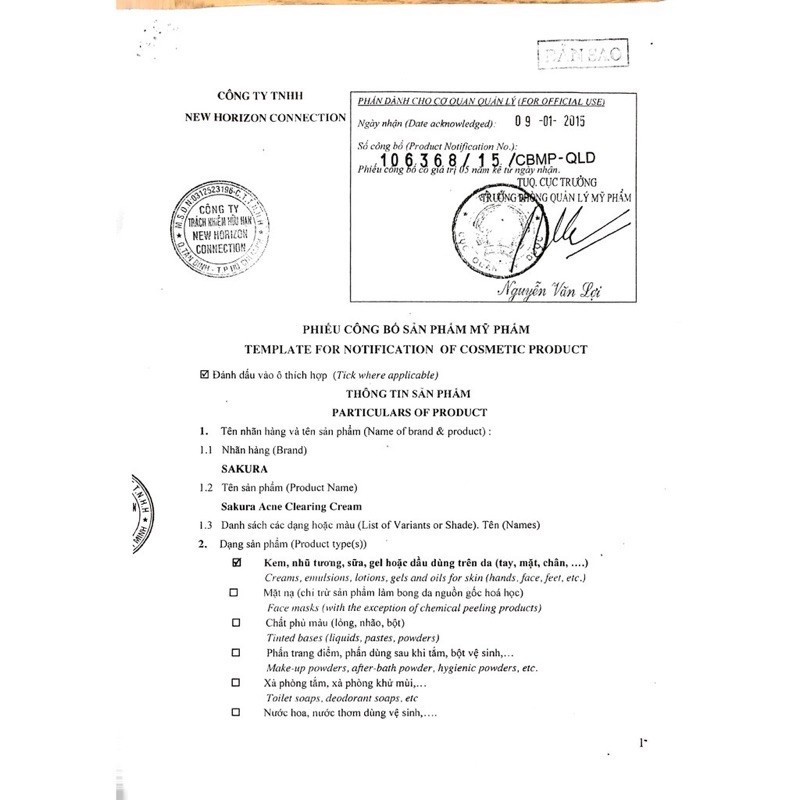 Kem giúp giảm mụn Sakura Acne Clearing Cream