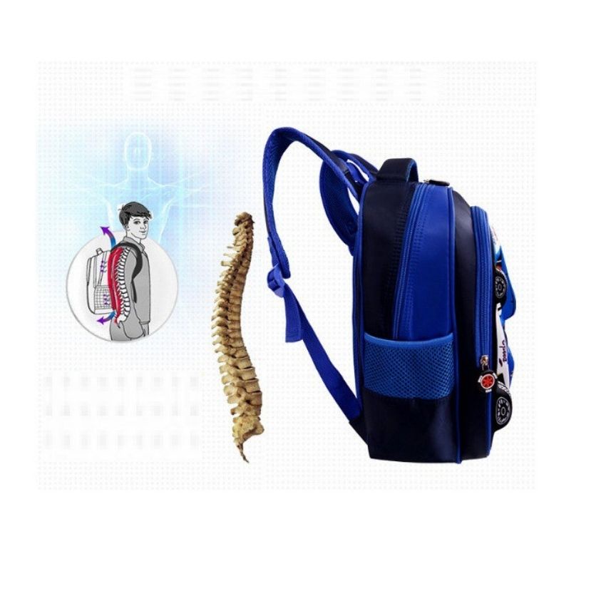 Balo học sinh nam đi học siêu nhẹ, chống thấm nước cao cấp in hình oto size 38cm BLHS12