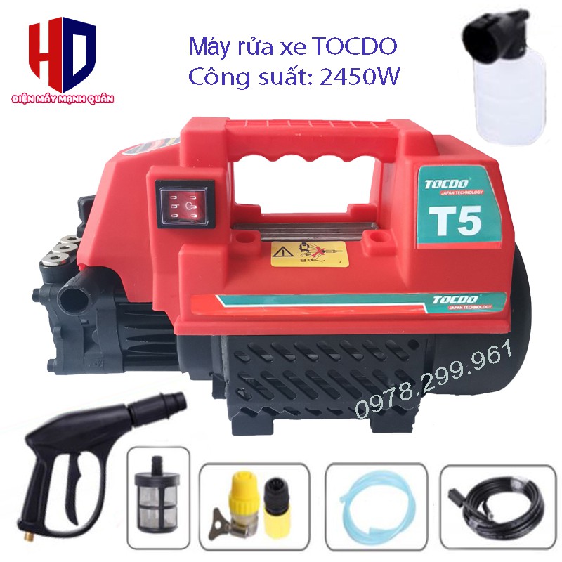 [ CHÍNH HÃNG ] Máy Rửa Xe TOCDO 2450W TD-900 Áp Lực Cao - Cảm Ứng Từ - Lõi Đồng 100%