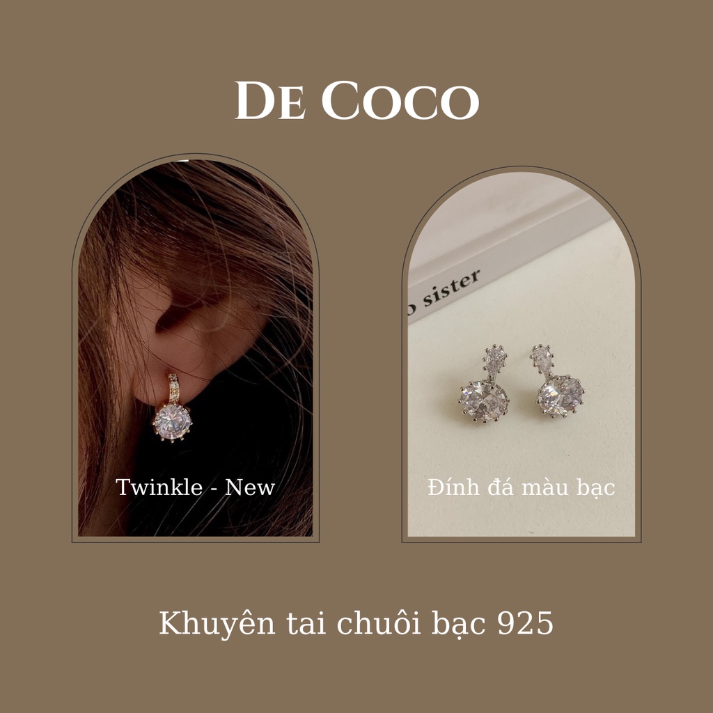 Khuyên tai đính đá mạ vàng Twinkle decoco.accessories