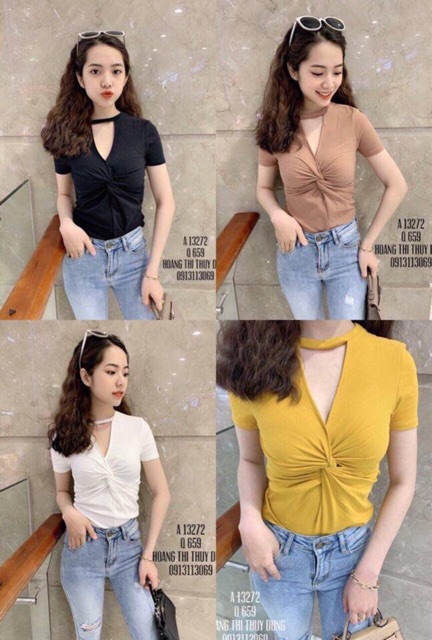 Áo phông Quảng Châu chocker xoắn ngực