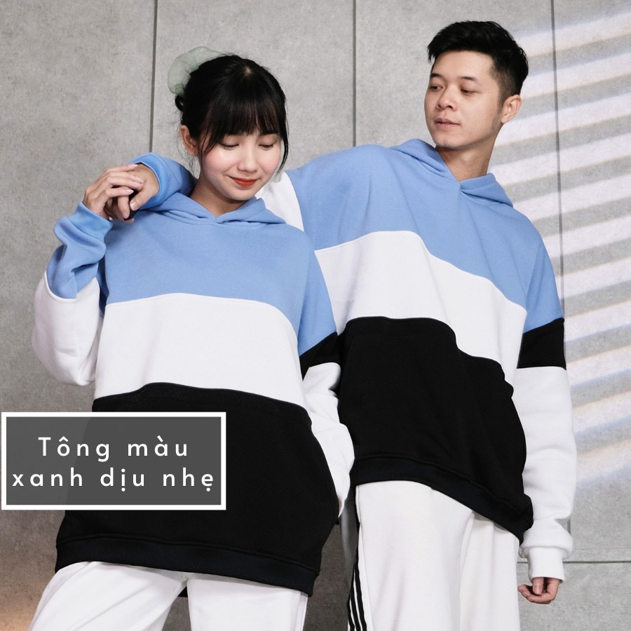 Áo Hoodie Nam Nữ Form Rộng Chất Nỉ Bông Cao Cấp Thiết Kế Mũ To Lớn 3 Màu Nổi Bật Cam Xanh Trắng Đen Thương Hiệu GUF