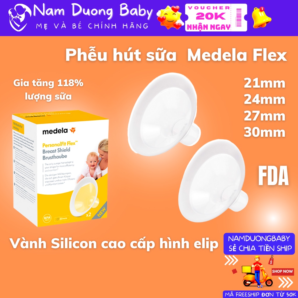 Phễu hút sữa Medela Flex phễu hút sữa vành mềm size phễu máy hút sữa medela 21mm 24mm 27mm 30mm
