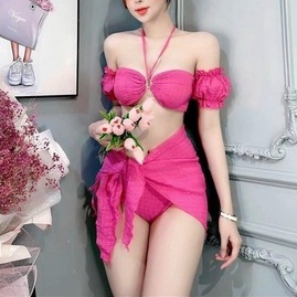 Bikini đi biển 3 mảnh khoen tay phồng siêu sexy GALASSIA