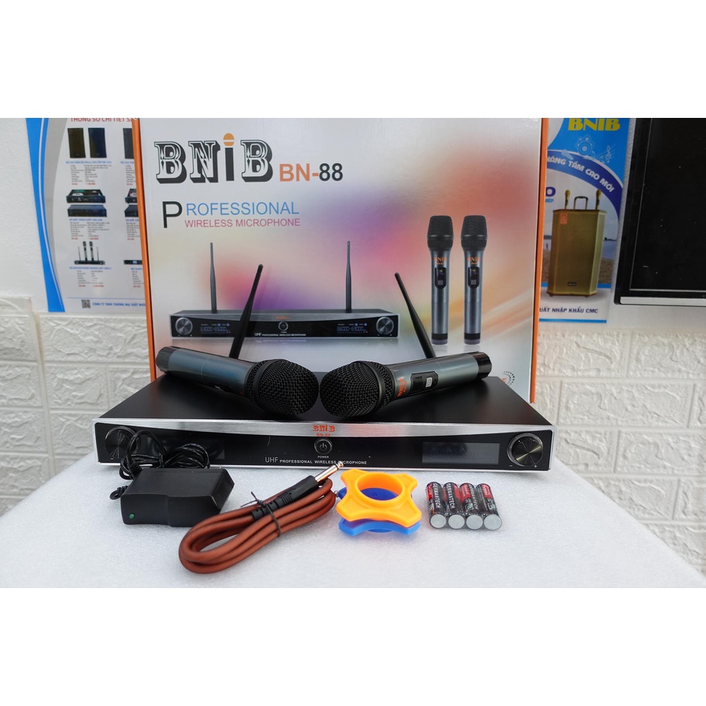 Micro không dây BNIB BN-88 chính hãng | Bộ Micro kèm 2 tay mic hát karaoke thu âm cực tốt | Bảo hành 12 tháng