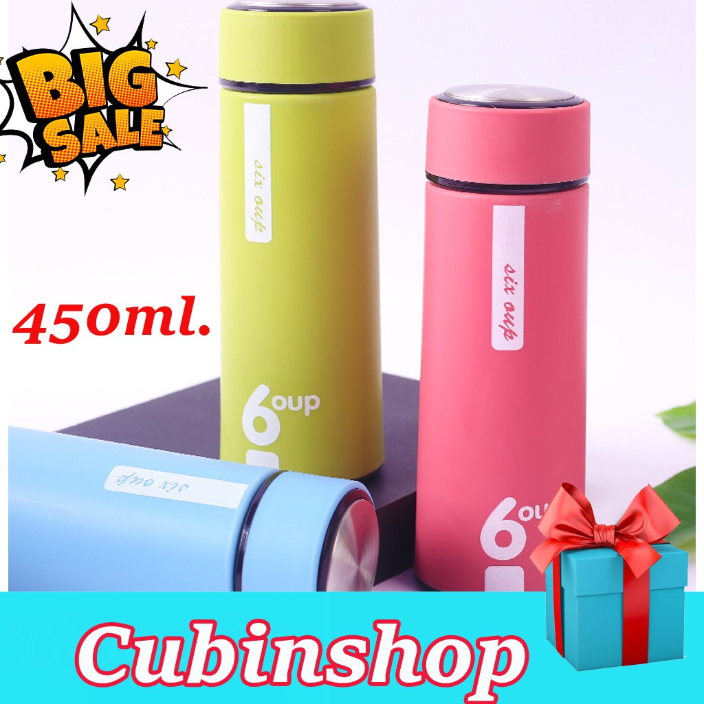 Bình Giữ Nhiệt Lõi Thủy Tinh 6oup Mẫu Mới 450ml Đa Năng Tiện Dụng Kiểu Dáng Đẹp