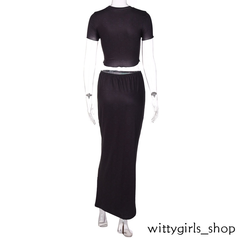 Wittygirls_ Shop | Set Áo Thun Ngắn Tay Và Chân Váy In Họa Tiết Thời Trang Mùa Hè Mới Cho Nữ