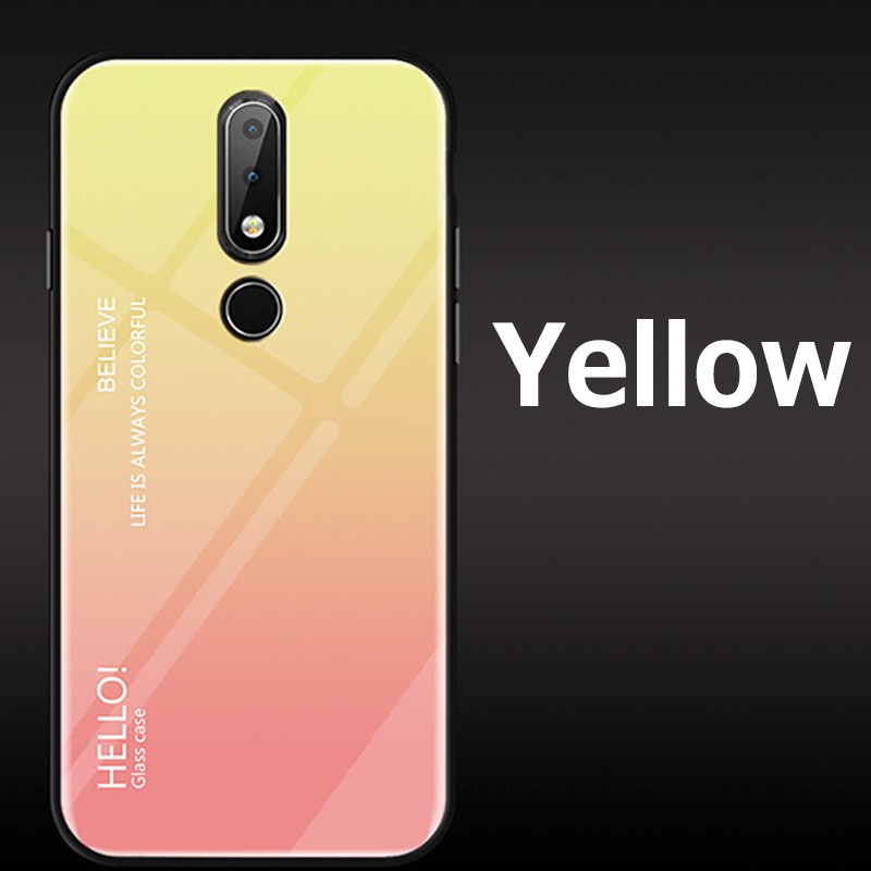 Ốp điện thoại mặt kính màu gradient cho Nokia X6/6.1 Plus