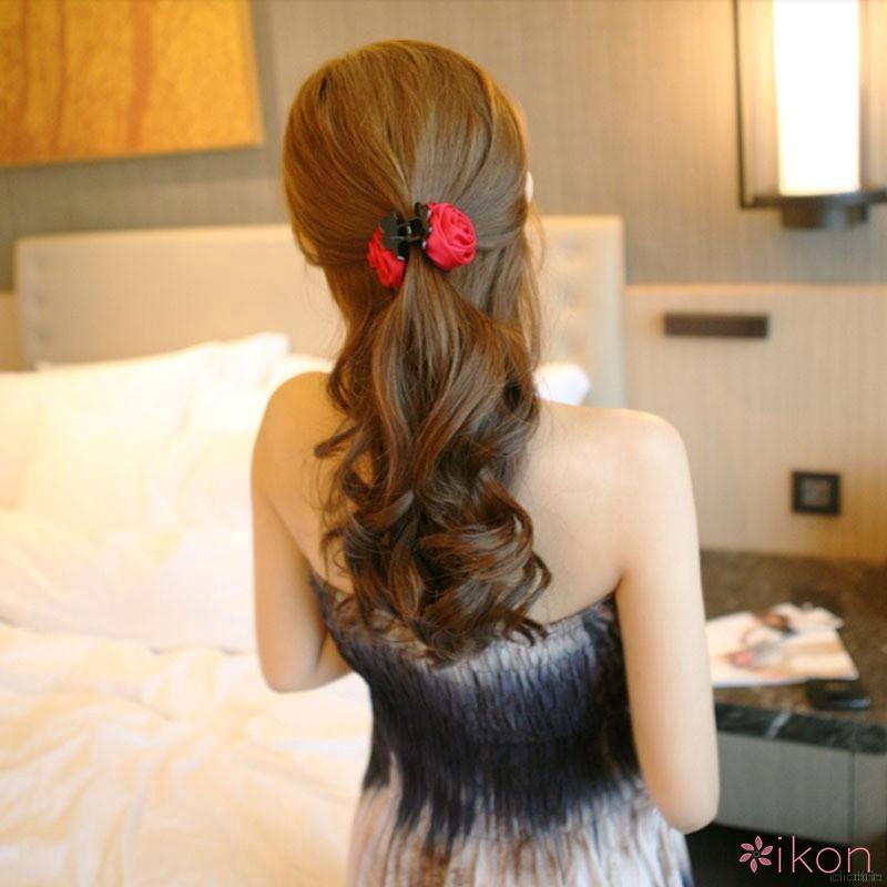 ✨Ikon Kẹp tóc đính hoa hồng vải phong cách Hàn Quốc