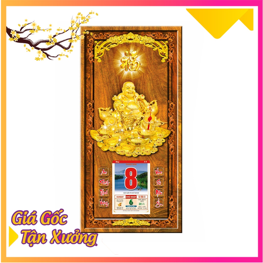 Lịch Gỗ Treo Tường Thần Tài Thổ Địa, Tài Lộc Như Ý, Phước Lộc Thọ Giáp Thìn 2024