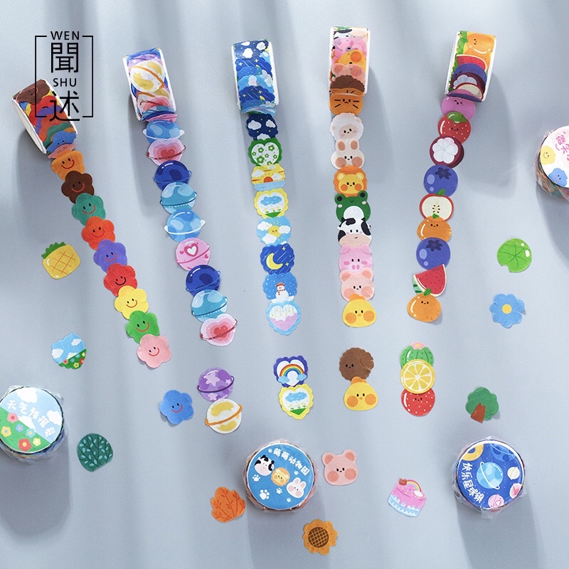 Băng Keo Washi Tape Trang Trí Sổ Tay Hoạ Tiết Hoạt Hình Đáng Yêu