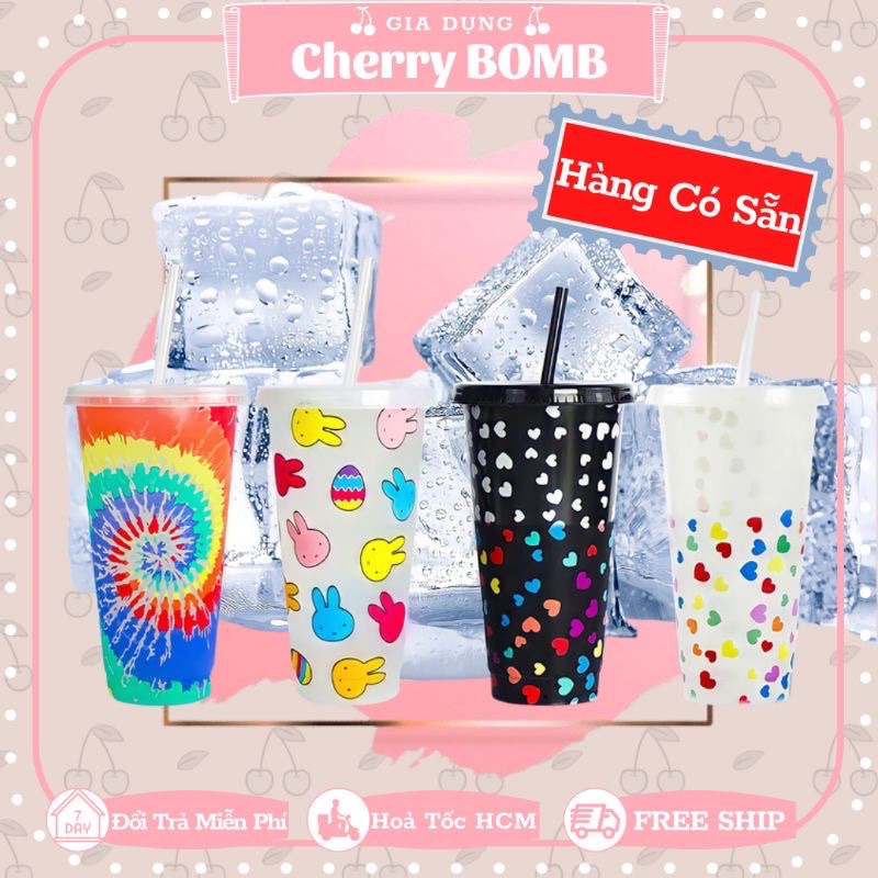 Ly Nhựa Đổi Màu Cute Khi Uống Nước Lạnh  710ml