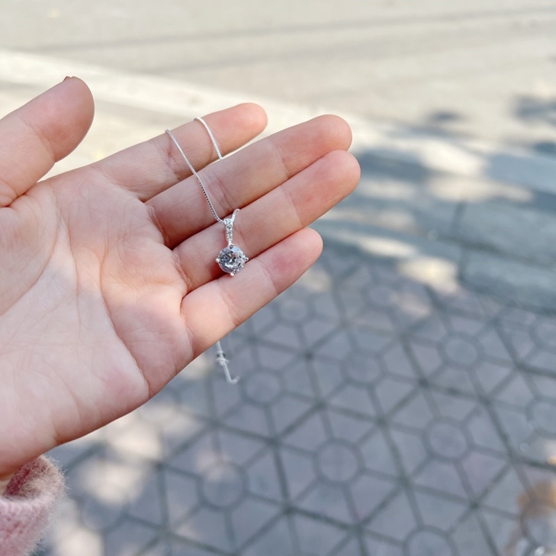 Dây chuyền bạc ý DaLiA Jewelry mặt đá dài lấp lánh