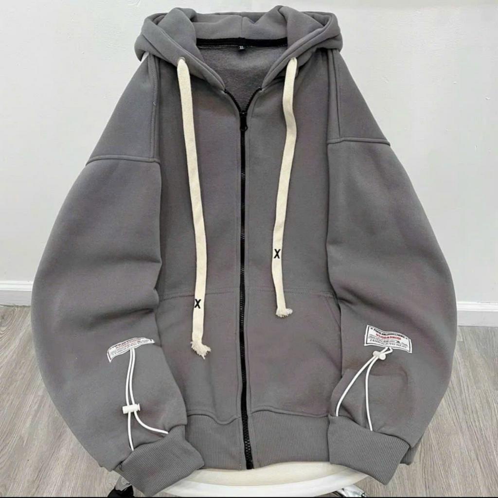 Áo Hoodie Zip Nam Nữ TAGTHEU Thiết Kế Kiểu Áo Form Rộng Tay Phồng Đơn Giản Phong Cách Thời Trang