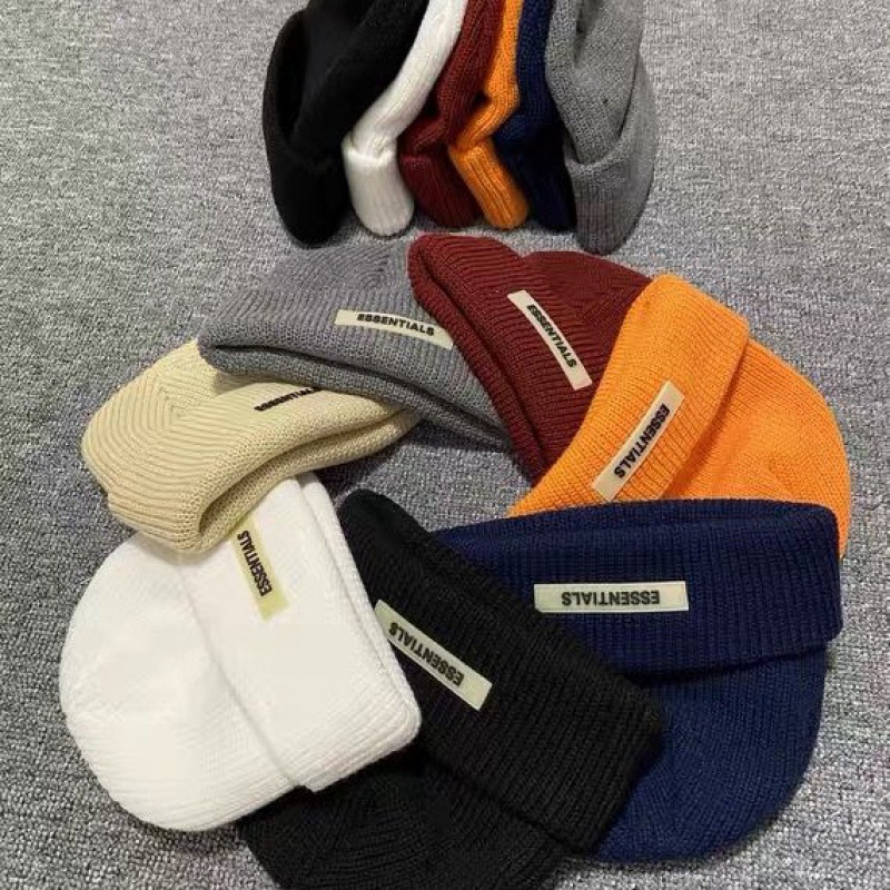 Nón Len ESSENTIALS Unisex Nhiều Màu - Mũ Len Beanie ESSENTIALS Tag Cao Su