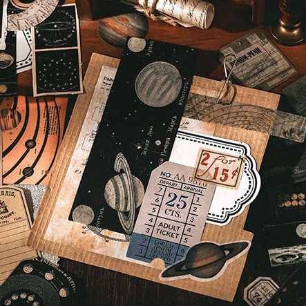 Bộ 200 món vintage decor trang trí sổ tay giấy nền sticker cổ điển | BSQ042