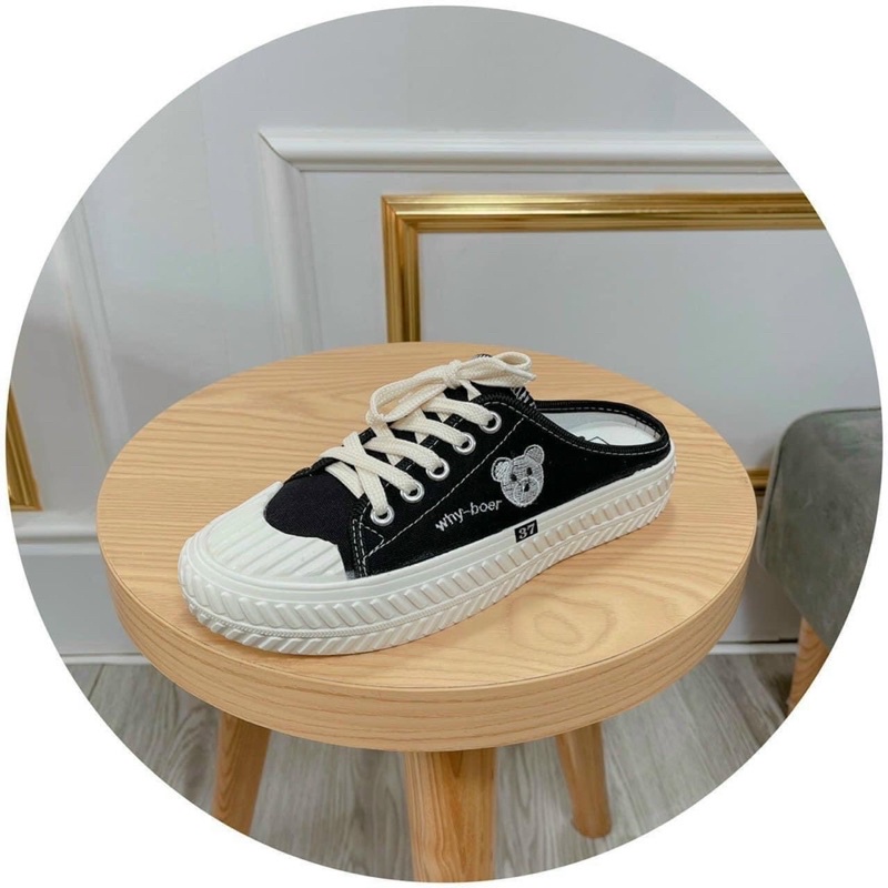 Giày sục thể thao họa tiết GG siêu hot - giày đạp gót 3 vạch phối màu