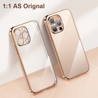 Ốp Điện Thoại Silicon Mềm Trong Suốt Mạ Vàng Sang Trọng Cho iphone 13ProMax 11 13 12 pro MAX 6 6S 7+ 8 PLUS X XS MAX XR SE 2020