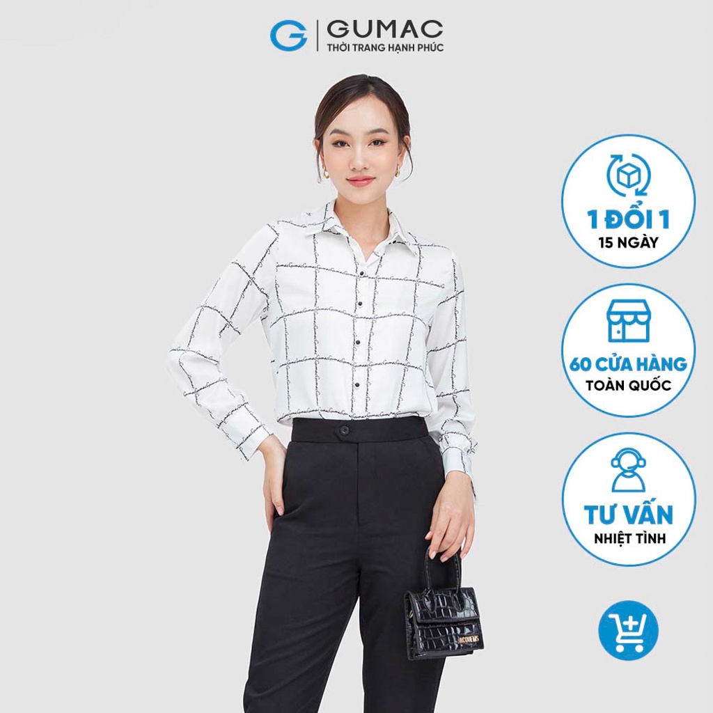 Áo sơ mi nữ lụa in AC05055 thời trang GUMAC